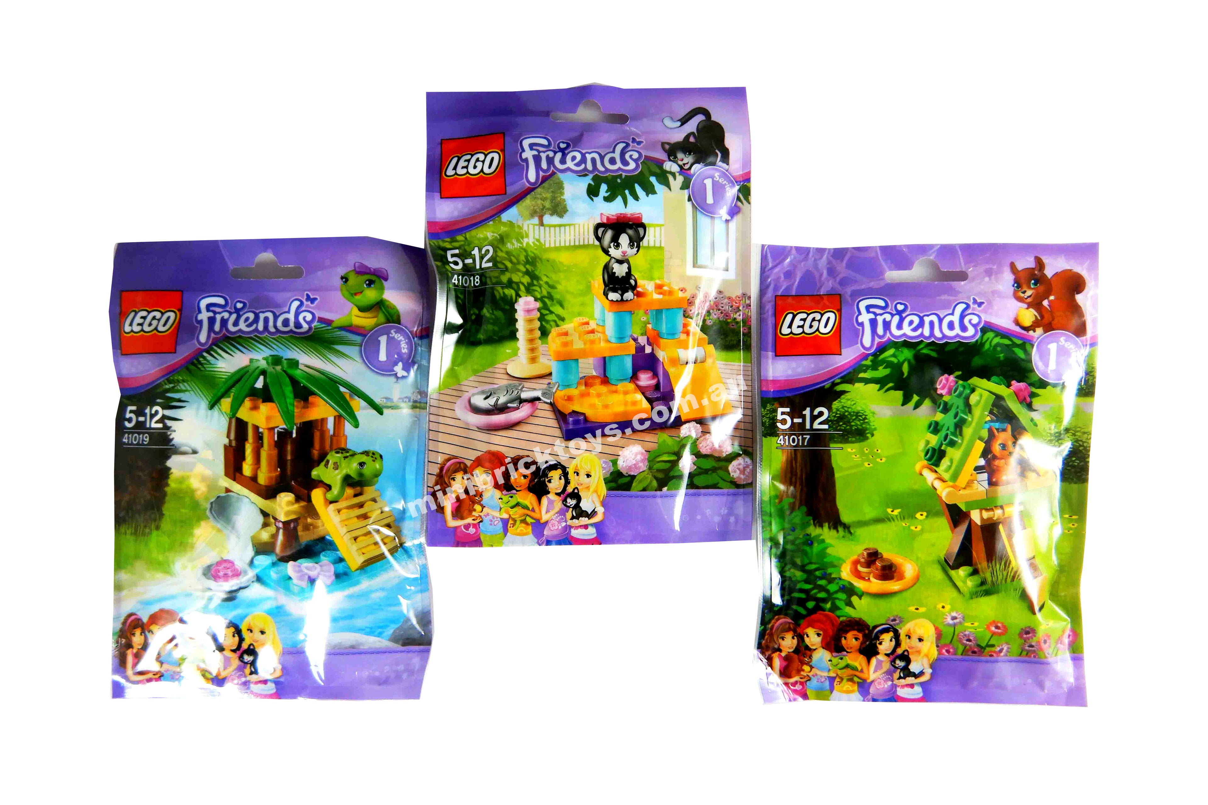 LEGO Friends 41017, 41018 & 41019 Series 1 Sets: Squirrel, Cat, Turtle