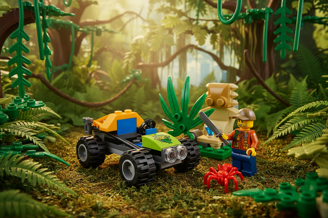 LEGO City 60156 Jungle Buggy Set in jungle setting