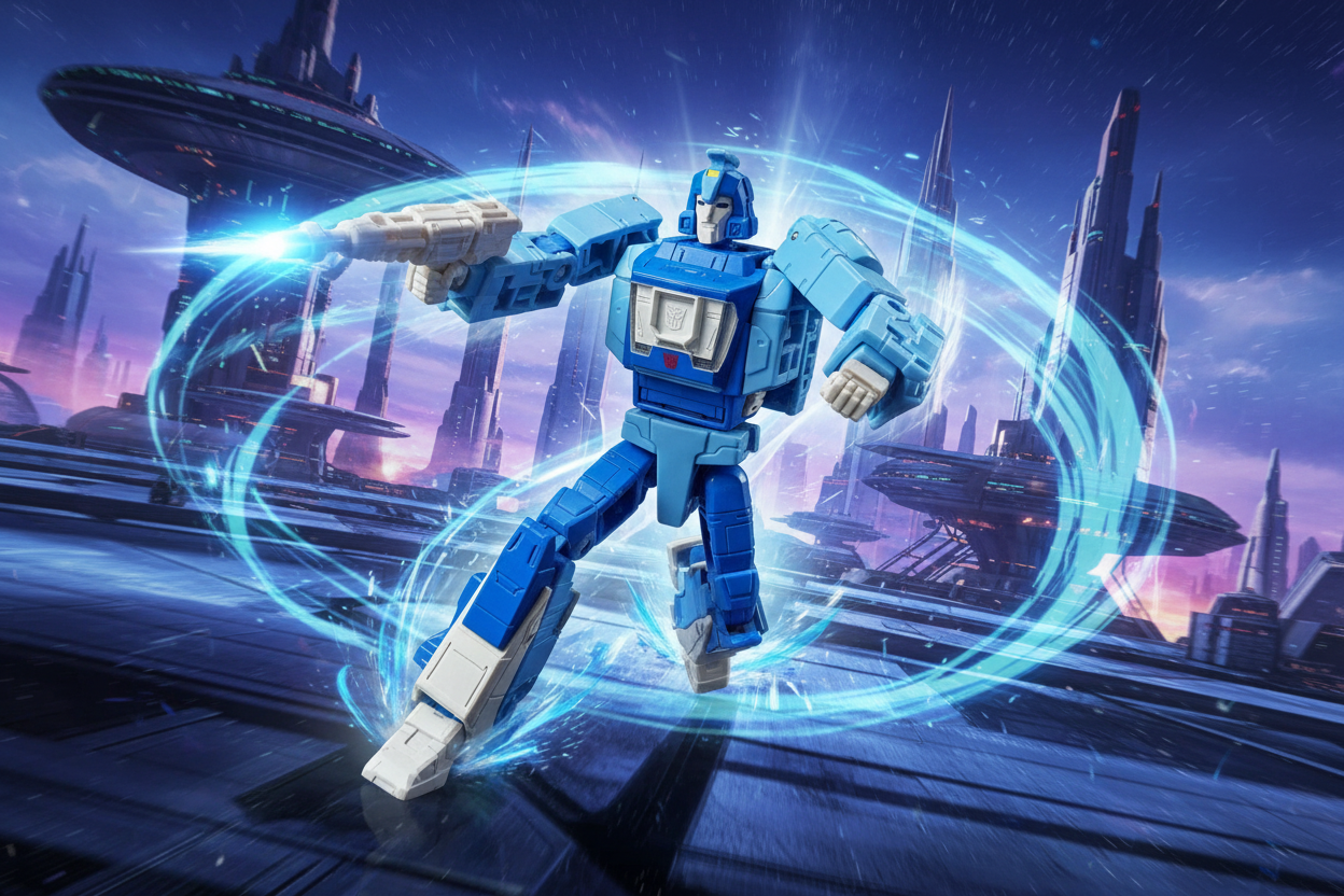 Transformers Studio Series 86 BLURR with artistic background